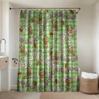 Green Palaka Hawaii Mele Kalikimaka Bathroom Set Ohia Lehua Shell Leis Funny Gingerbread Santa - Polynesian Pride