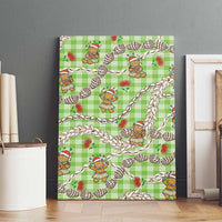 Green Palaka Hawaii Mele Kalikimaka Canvas Wall Art Ohia Lehua Shell Leis Funny Gingerbread Santa - Polynesian Pride