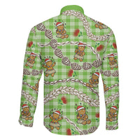 Green Palaka Hawaii Mele Kalikimaka Family Matching Mermaid Dress and Hawaiian Shirt Ohia Lehua Shell Leis Funny Gingerbread Santa LT14 - Polynesian Pride