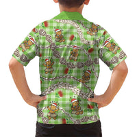 Green Palaka Hawaii Mele Kalikimaka Family Matching Off Shoulder Short Dress and Hawaiian Shirt Ohia Lehua Shell Leis Funny Gingerbread Santa LT14 - Polynesian Pride