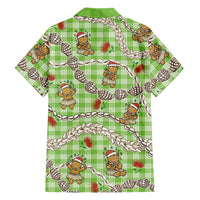 Green Palaka Hawaii Mele Kalikimaka Family Matching Summer Maxi Dress and Hawaiian Shirt Ohia Lehua Shell Leis Funny Gingerbread Santa LT14 - Polynesian Pride
