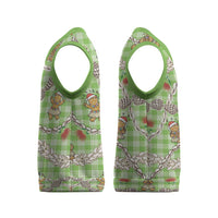 Green Palaka Hawaii Mele Kalikimaka Christmas Knitted V-Neck Vest Ohia Lehua Shell Leis Funny Gingerbread Santa - Polynesian Pride