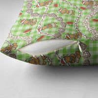 Green Palaka Hawaii Mele Kalikimaka Pillow Cover Ohia Lehua Shell Leis Funny Gingerbread Santa - Polynesian Pride