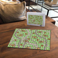 Green Palaka Hawaii Mele Kalikimaka Puzzle Ohia Lehua Shell Leis Funny Gingerbread Santa - Polynesian Pride