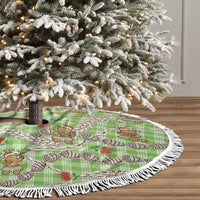 Green Palaka Hawaii Mele Kalikimaka Tree Skirt Ohia Lehua Shell Leis Funny Gingerbread Santa - Polynesian Pride