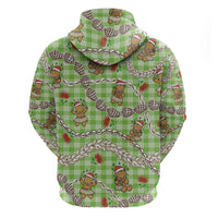 Green Palaka Hawaii Mele Kalikimaka Zip Hoodie Ohia Lehua Shell Leis Funny Gingerbread Santa - Polynesian Pride