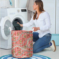 Red Palaka Hawaii Mele Kalikimaka Laundry Basket Ohia Lehua Shell Leis Funny Gingerbread Santa - Polynesian Pride