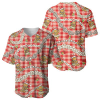 Red Palaka Hawaii Mele Kalikimaka Baseball Jersey Ohia Lehua Shell Leis Funny Gingerbread Santa LT14 - Polynesian Pride