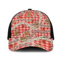 Red Palaka Hawaii Mele Kalikimaka Baseball Net Cap Ohia Lehua Shell Leis Funny Gingerbread Santa - Polynesian Pride