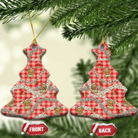 Red Palaka Hawaii Mele Kalikimaka Ceramic Ornament Ohia Lehua Shell Leis Funny Gingerbread Santa - Polynesian Pride