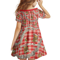 Red Palaka Hawaii Mele Kalikimaka Family Matching Off The Shoulder Long Sleeve Dress and Hawaiian Shirt Ohia Lehua Shell Leis Funny Gingerbread Santa LT14 - Polynesian Pride
