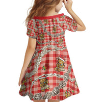 Red Palaka Hawaii Mele Kalikimaka Family Matching Off Shoulder Maxi Dress and Hawaiian Shirt Ohia Lehua Shell Leis Funny Gingerbread Santa - Polynesian Pride