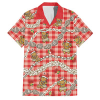 Red Palaka Hawaii Mele Kalikimaka Family Matching Summer Maxi Dress and Hawaiian Shirt Ohia Lehua Shell Leis Funny Gingerbread Santa LT14 Dad's Shirt - Short Sleeve Red - Polynesian Pride