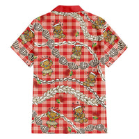 Red Palaka Hawaii Mele Kalikimaka Family Matching Tank Maxi Dress and Hawaiian Shirt Ohia Lehua Shell Leis Funny Gingerbread Santa LT14 - Polynesian Pride