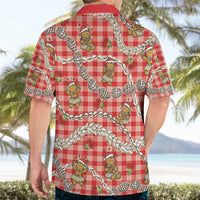 Red Palaka Hawaii Mele Kalikimaka Hawaiian Shirt Ohia Lehua Shell Leis Funny Gingerbread Santa - Polynesian Pride