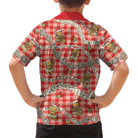 Red Palaka Hawaii Mele Kalikimaka Hawaiian Shirt Ohia Lehua Shell Leis Funny Gingerbread Santa - Polynesian Pride