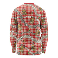 Red Palaka Hawaii Mele Kalikimaka Long Sleeve Shirt Ohia Lehua Shell Leis Funny Gingerbread Santa - Polynesian Pride