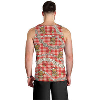Red Palaka Hawaii Mele Kalikimaka Men Tank Top Ohia Lehua Shell Leis Funny Gingerbread Santa - Polynesian Pride