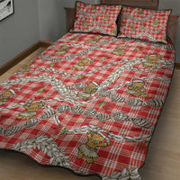 Red Palaka Hawaii Mele Kalikimaka Quilt Bed Set Ohia Lehua Shell Leis Funny Gingerbread Santa - Polynesian Pride