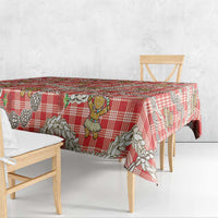 Red Palaka Hawaii Mele Kalikimaka Tablecloth Ohia Lehua Shell Leis Funny Gingerbread Santa - Polynesian Pride