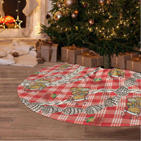 Red Palaka Hawaii Mele Kalikimaka Tree Skirt Ohia Lehua Shell Leis Funny Gingerbread Santa - Polynesian Pride