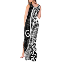 Black Polynesia Paisley Tank Maxi Dress Polynesian With Tropical Flowers LT14 - Polynesian Pride