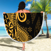 Gold Polynesia Paisley Beach Blanket Polynesian With Tropical Flowers LT14 - Polynesian Pride