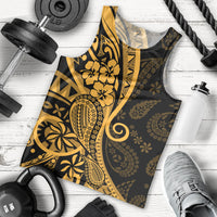 Gold Polynesia Paisley Men Tank Top Polynesian With Tropical Flowers LT14 - Polynesian Pride