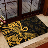Gold Polynesia Paisley Rubber Doormat Polynesian With Tropical Flowers LT14 - Polynesian Pride