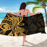 Gold Polynesia Paisley Sarong Polynesian With Tropical Flowers LT14 - Polynesian Pride