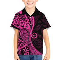Pink Polynesia Paisley Family Matching Long Sleeve Bodycon Dress and Hawaiian Shirt Polynesian With Tropical Flowers LT14 Son's Shirt Pink - Polynesian Pride