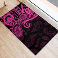 Pink Polynesia Paisley Rubber Doormat Polynesian With Tropical Flowers LT14 - Polynesian Pride