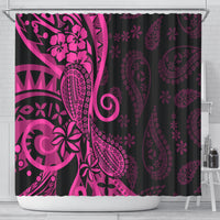 Pink Polynesia Paisley Shower Curtain Polynesian With Tropical Flowers LT14 - Polynesian Pride