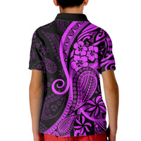 Polynesia Paisley Kid Polo Shirt Polynesian With Tropical Flowers - Purple LT14 - Polynesian Pride