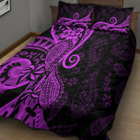 Polynesia Paisley Quilt Bed Set Polynesian With Tropical Flowers - Purple LT14 - Polynesian Pride