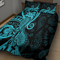 Polynesia Paisley Quilt Bed Set Polynesian With Tropical Flowers - Turquoise LT14 - Polynesian Pride