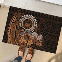 Talofa Samoa Rubber Doormat Samoan Kava Bowl Siapo Pattern - Brown LT14 - Polynesian Pride