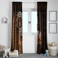 Talofa Samoa Window Curtain Samoan Kava Bowl Siapo Pattern - Brown LT14 - Polynesian Pride