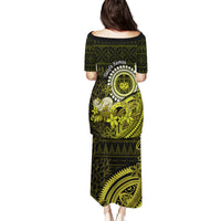 Lime Green Talofa Samoa Family Matching Puletasi Dress and Hawaiian Shirt Samoan Kava Bowl Siapo Pattern LT14 - Polynesian Pride