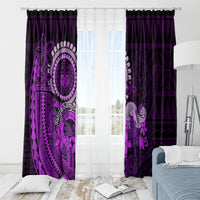 Purple Talofa Samoa Window Curtain Samoan Kava Bowl Siapo Pattern LT14 - Polynesian Pride