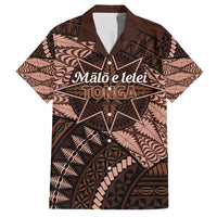 Malo e lelei Tonga Family Matching Tank Maxi Dress and Hawaiian Shirt Tongan Ngatu Pattern Vintage Vibes LT14 Dad's Shirt - Short Sleeve Brown - Polynesian Pride