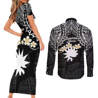 Ekamowir Omo Nauru Couples Matching Short Sleeve Bodycon Dress and Long Sleeve Button Shirt Naoero Twelve-pointed Star Polynesian Tattoo