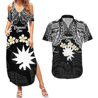 Ekamowir Omo Nauru Couples Matching Summer Maxi Dress and Hawaiian Shirt Naoero Twelve-pointed Star Polynesian Tattoo