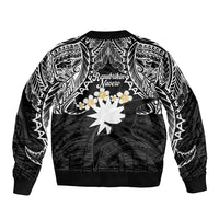 Ekamowir Omo Nauru Sleeve Zip Bomber Jacket Naoero Twelve-pointed Star Polynesian Tattoo