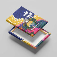 Nauru Independence Day Canvas Wall Art Coat Of Arms With Tropical Flowers