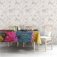 Nauru Independence Day Tablecloth Coat Of Arms With Tropical Flowers