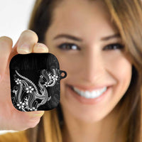 Black Aloha Hawaii AirPods Case Polynesian Shark Tattoo With Plumeria - Polynesian Pride
