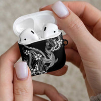 Black Aloha Hawaii AirPods Case Polynesian Shark Tattoo With Plumeria - Polynesian Pride