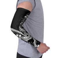 Black Aloha Hawaii Arm Sleeves Polynesian Shark Tattoo With Plumeria - Polynesian Pride