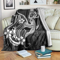 Black Aloha Hawaii Blanket Polynesian Shark Tattoo With Plumeria - Polynesian Pride